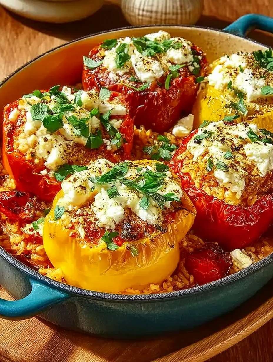 Gefüllte Paprika vegetarisch mit Reis und Feta image 2