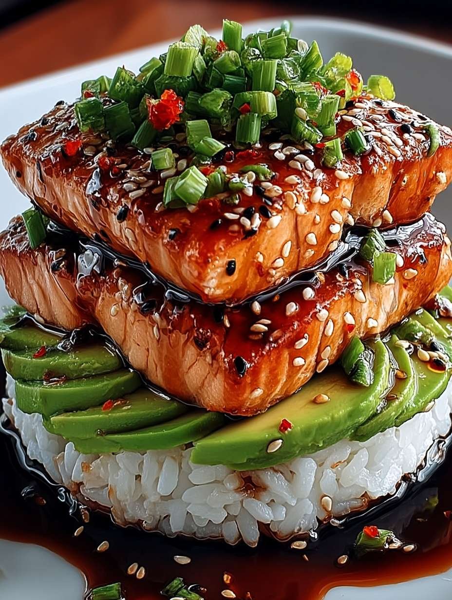 Teriyaki Lachs Avocado Reis Stapel image 2