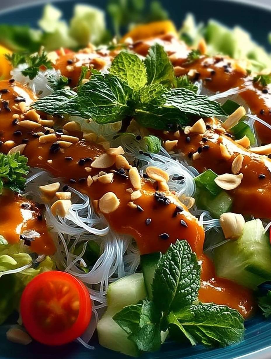 Frühlingsrollen-Salat mit cremigem Erdnussdressing genießen image 2