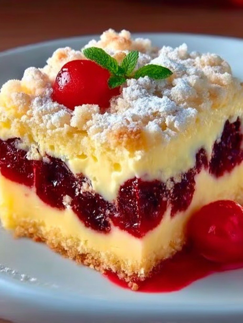 Kirschkuchen mit Streuseln und Vanillepudding image 2