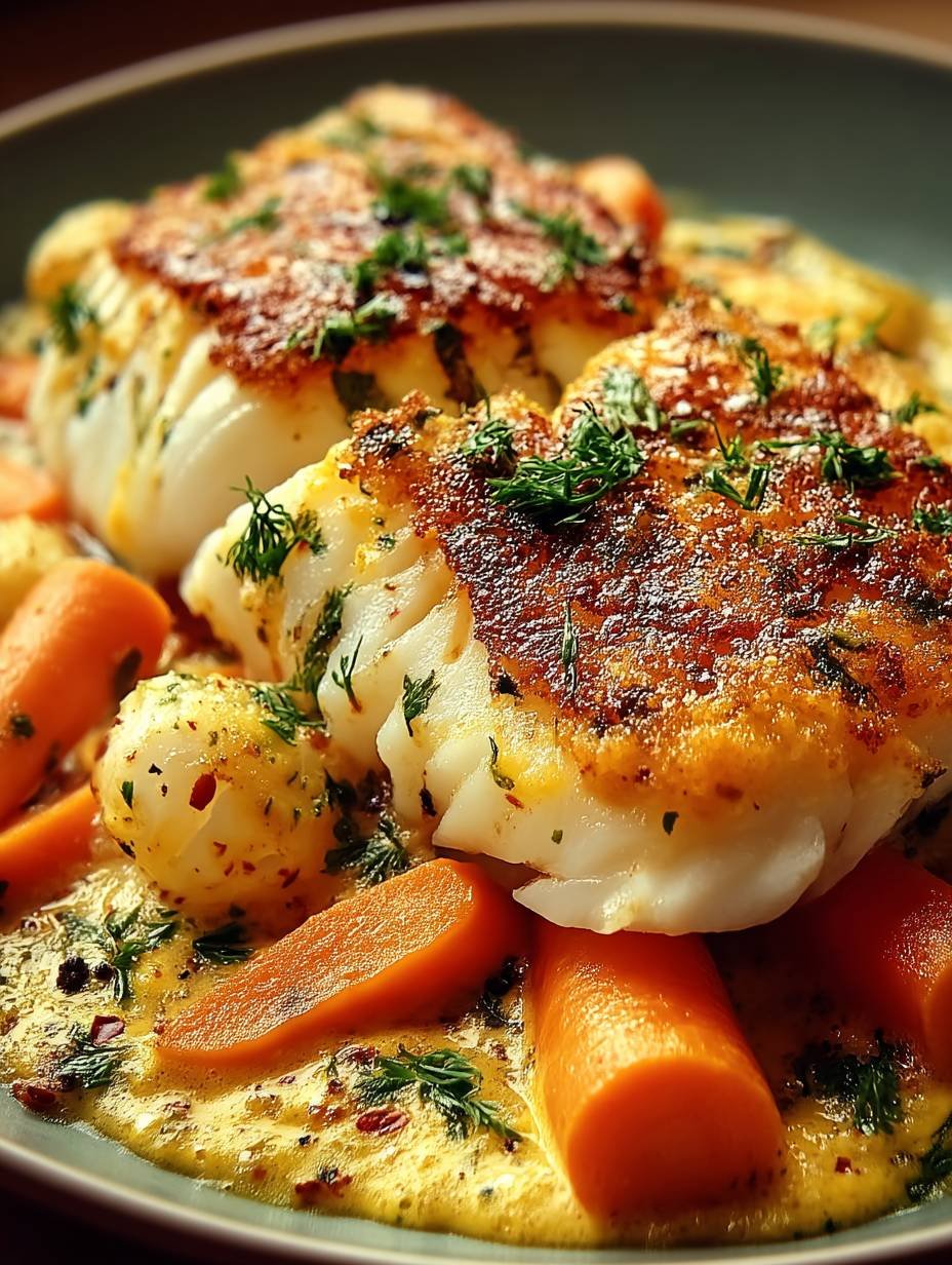 Seelachs überbacken auf Senfmöhren image 2