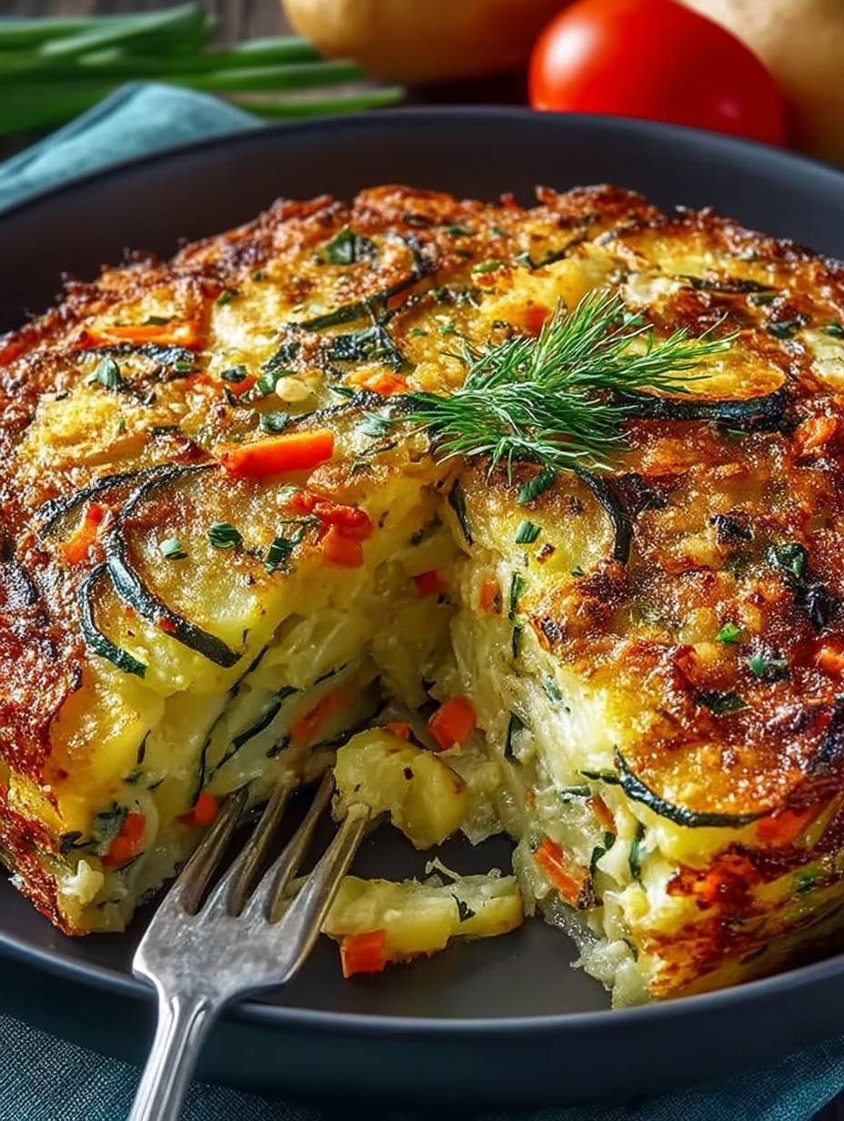 Vegetarischer Kartoffelauflauf mit Zucchini, Karotten und Zwiebeln image 2
