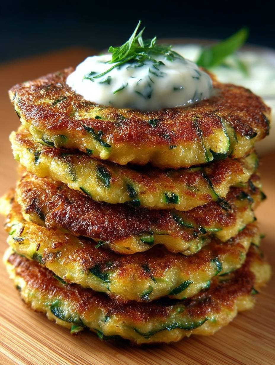 Zucchinipuffer Rezept mit cremigen Joghurt-Dip image 2