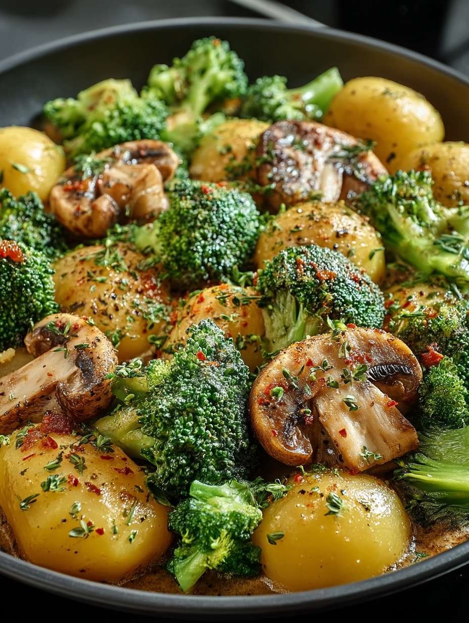 Brokkoli Kartoffel Pfanne mit Pilzen image 2