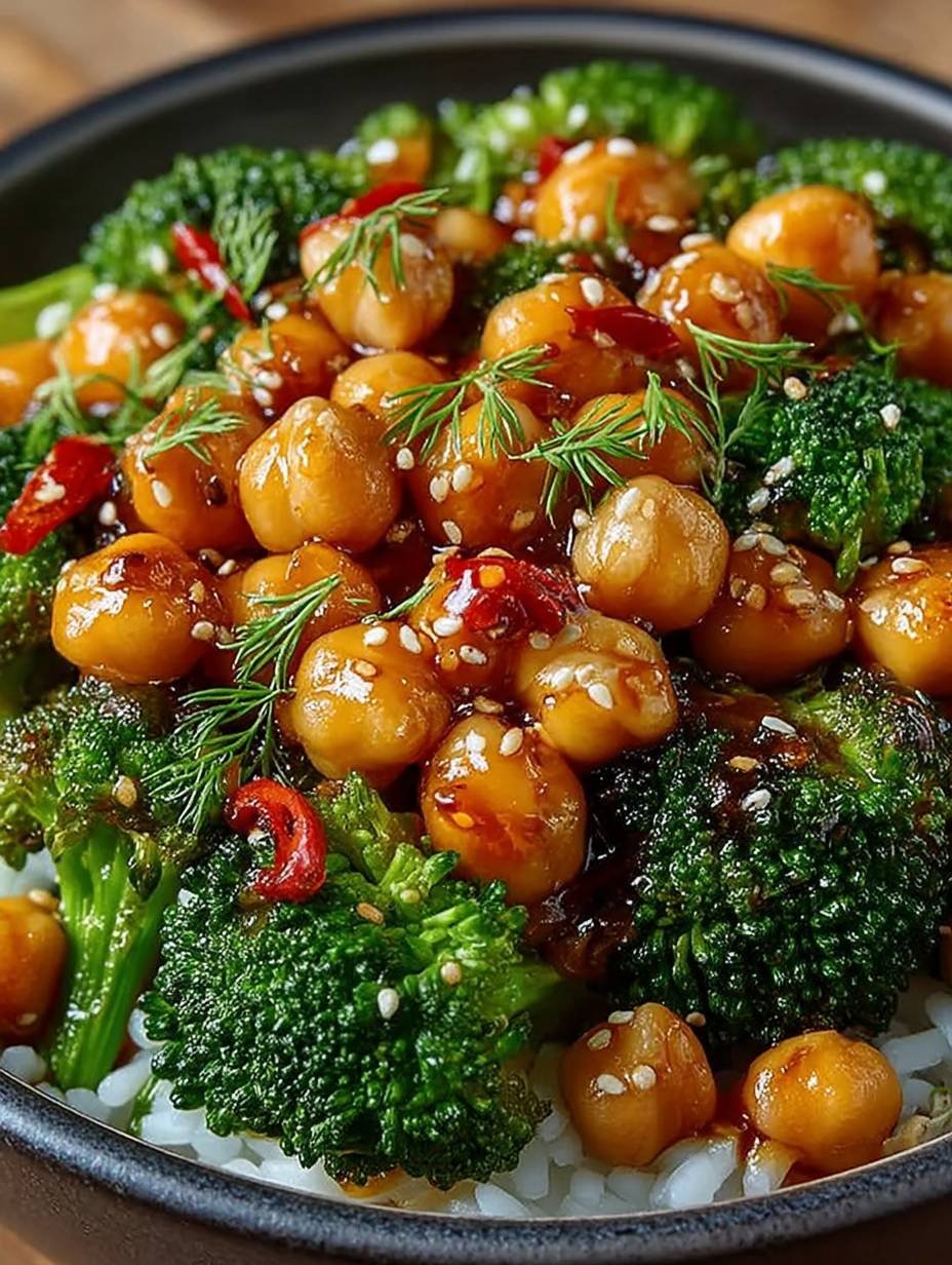 Gebratener Brokkoli mit Knoblauch und Kichererbsen image 2