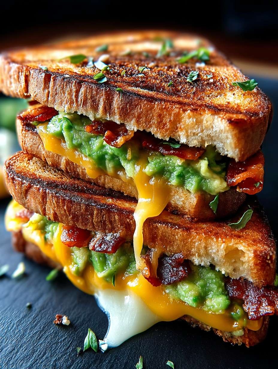 Gegrilltes Sandwich mit Avocado, Speck und Käse image 2