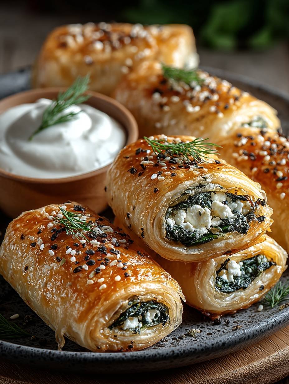 Herzhafte Blätterteig-Röllchen mit Spinat & Feta image 2