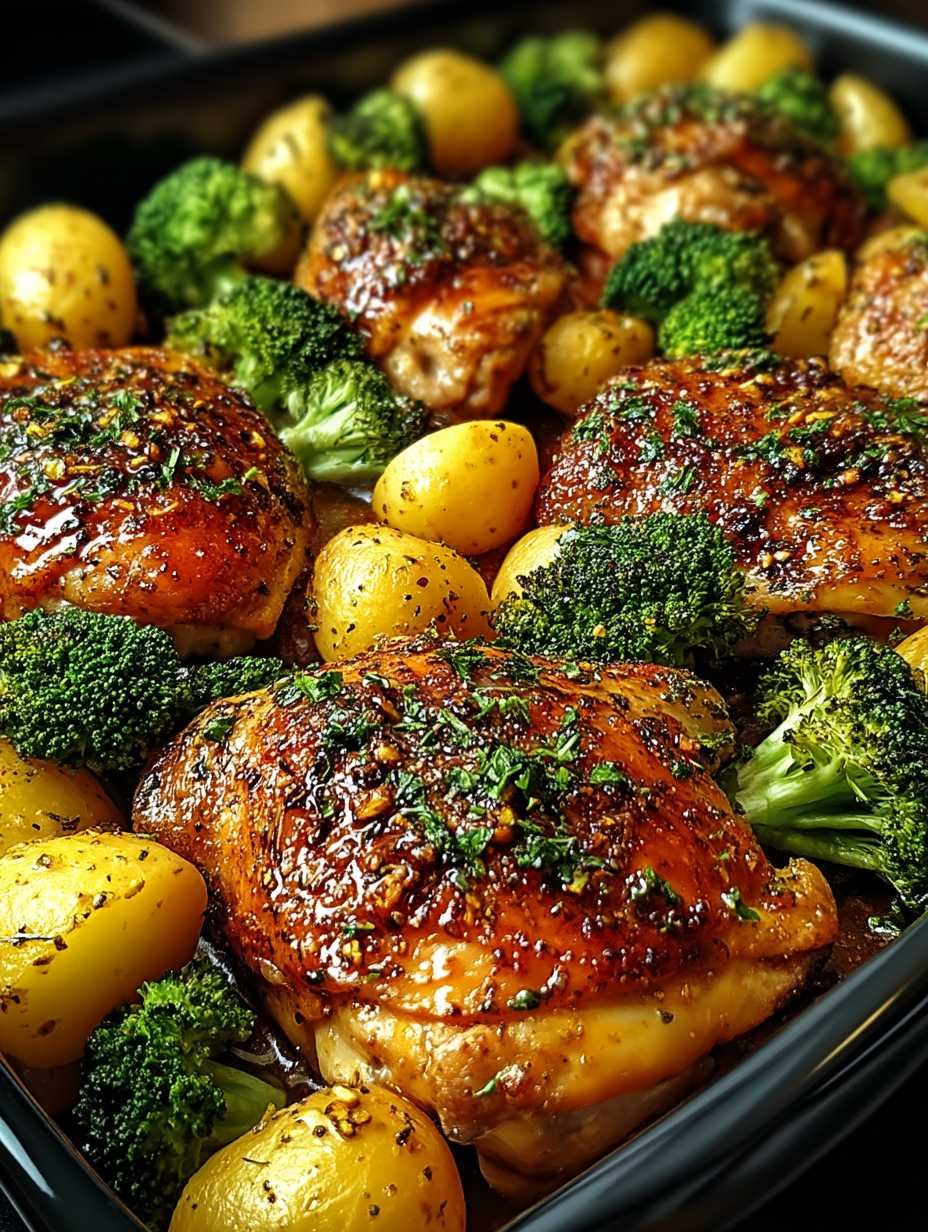 Honey-Garlic Chicken mit Brokkoli und Kartoffeln – Einfach, lecker und aus dem Ofen! image 2