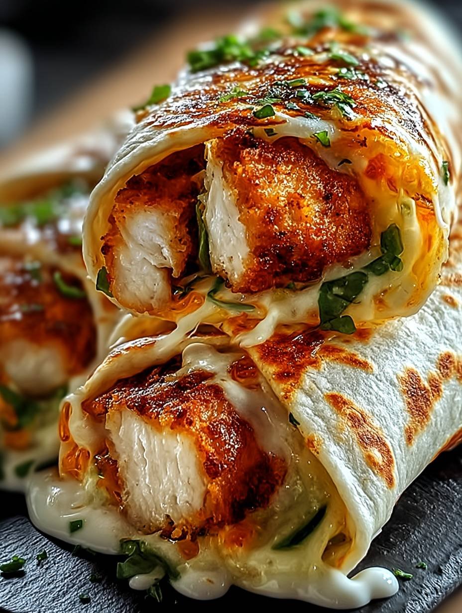 Knusprige, käsige Knoblauch-Hühnchen-Wraps image 2