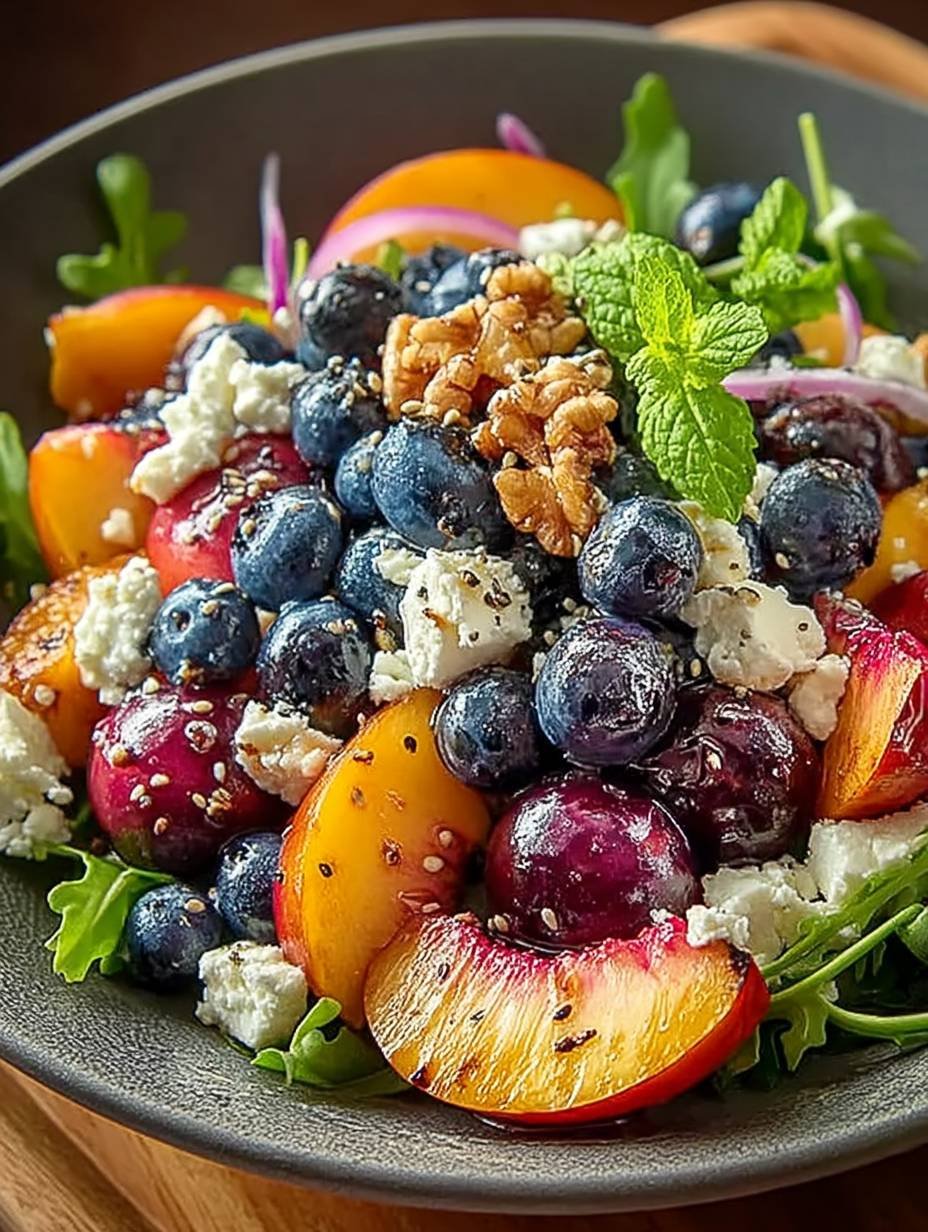 Pfirsich Blaubeer Feta Salat Rezept – Einfach, Schnell & Lecker! image 2