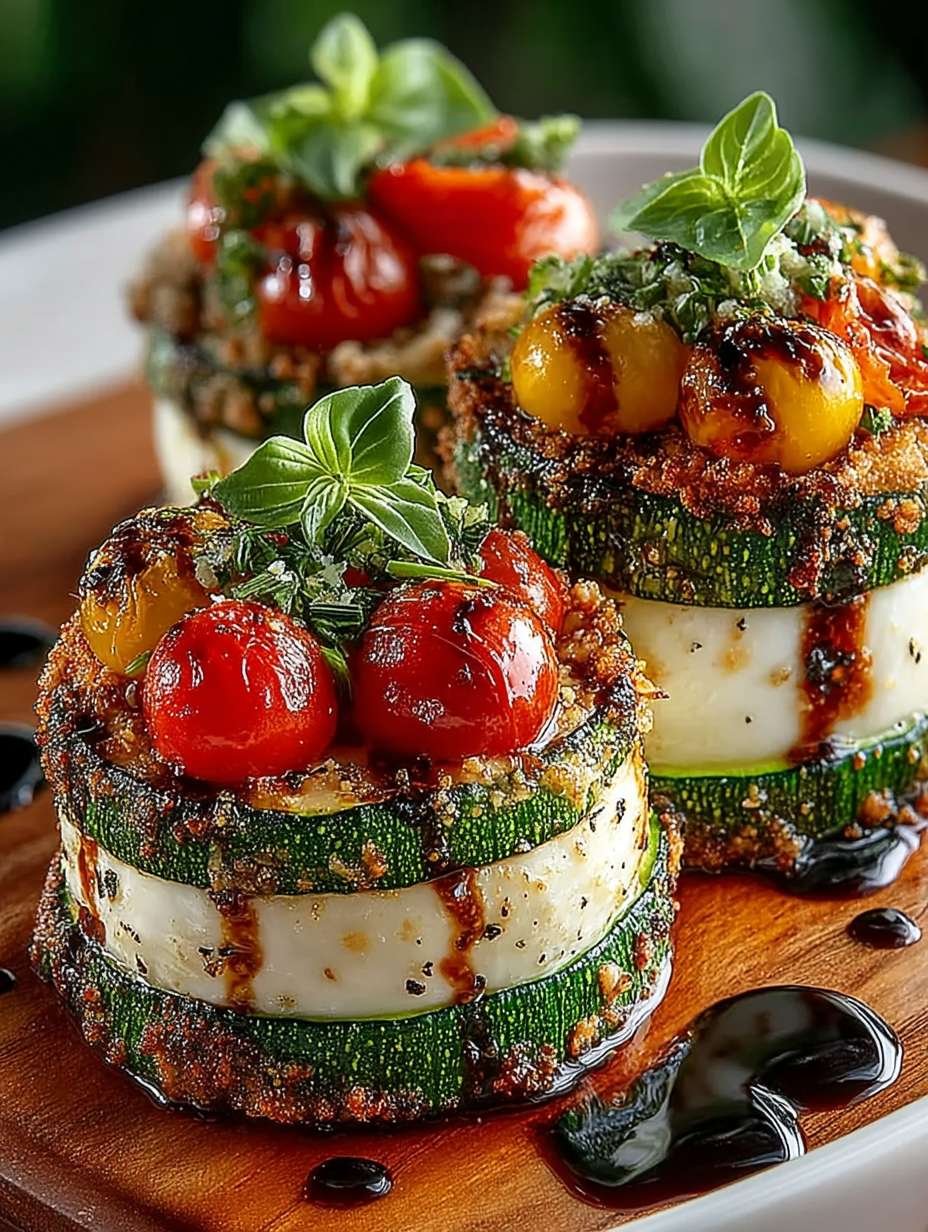 Sommerliche Zucchini Caprese Stapel für Grillpartys image 2