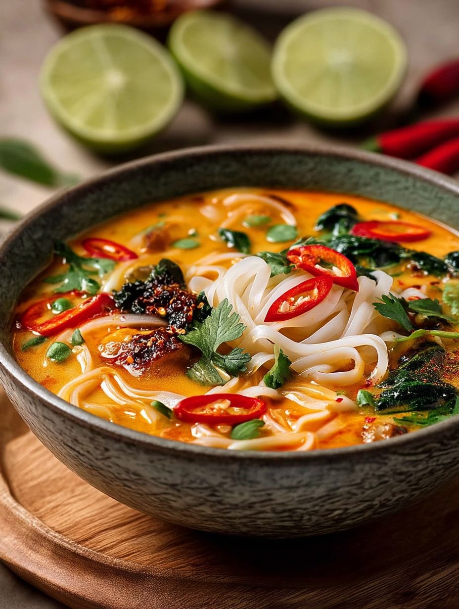 Asiatische Kokos-Curry-Suppe mit Reisnudeln image 2