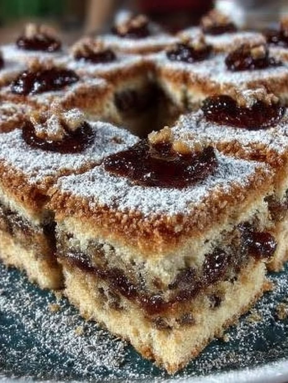 Leckerer Weihnachtskuchen mit Pflaumenmus und Nüssen image 2