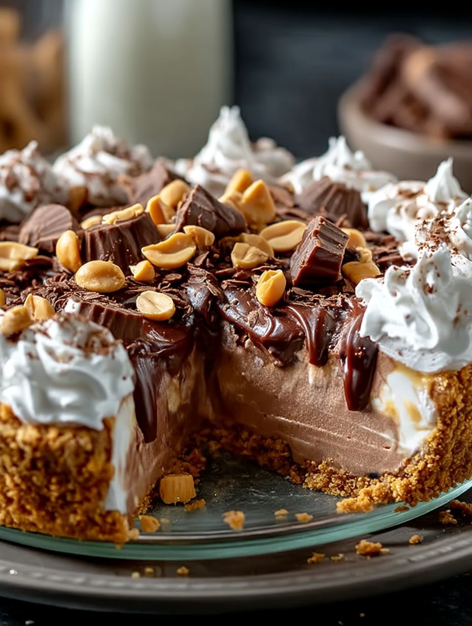 No-Bake Cream Cheese Peanut Butter Pie with Chocolate Whipped Cream image 2