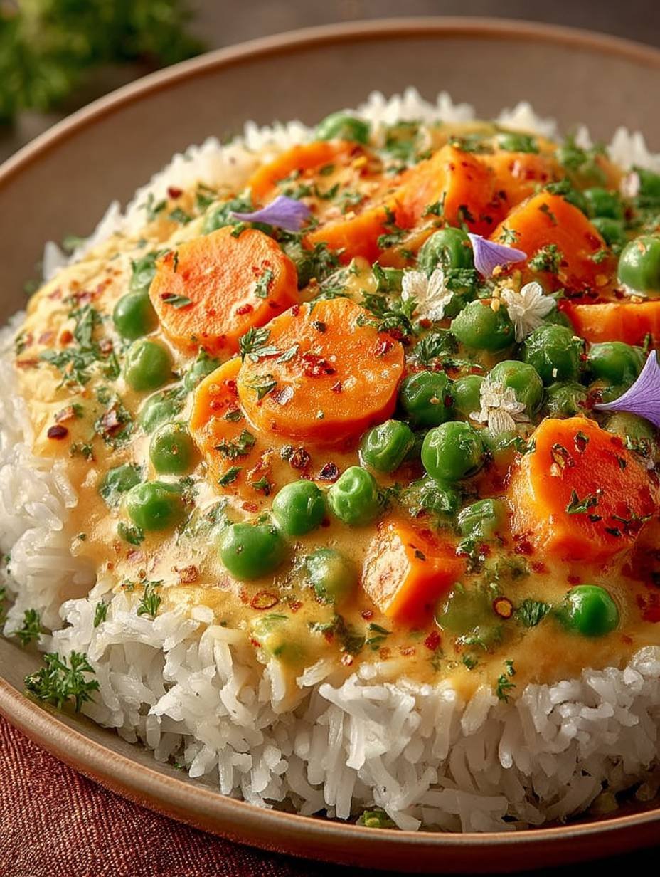 REIS MIT CREMIGEM KAROTTEN-ERBSEN-GEMÜSE image 2