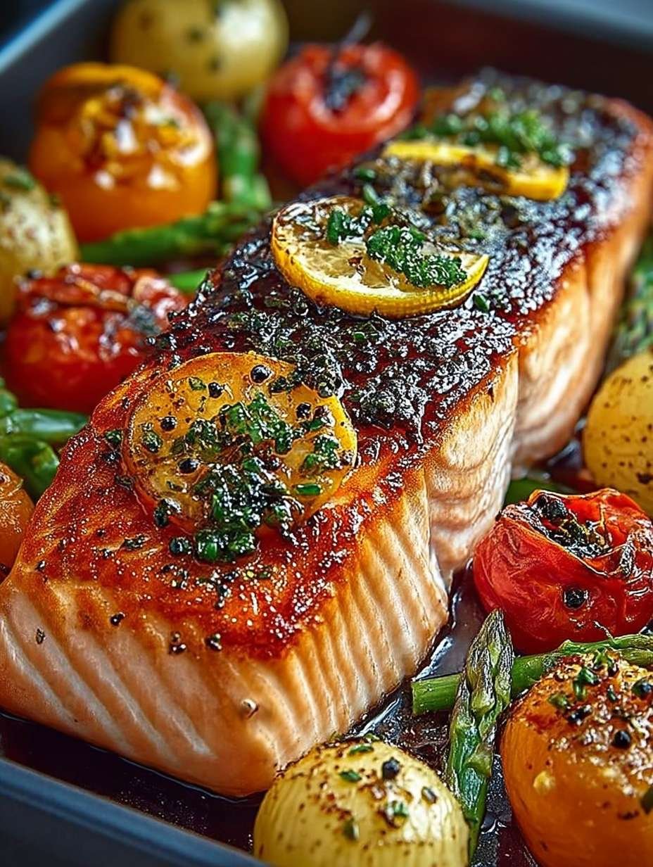 SCHNELLER OFENLACHS GEMÜSESCHMAUS. image 2