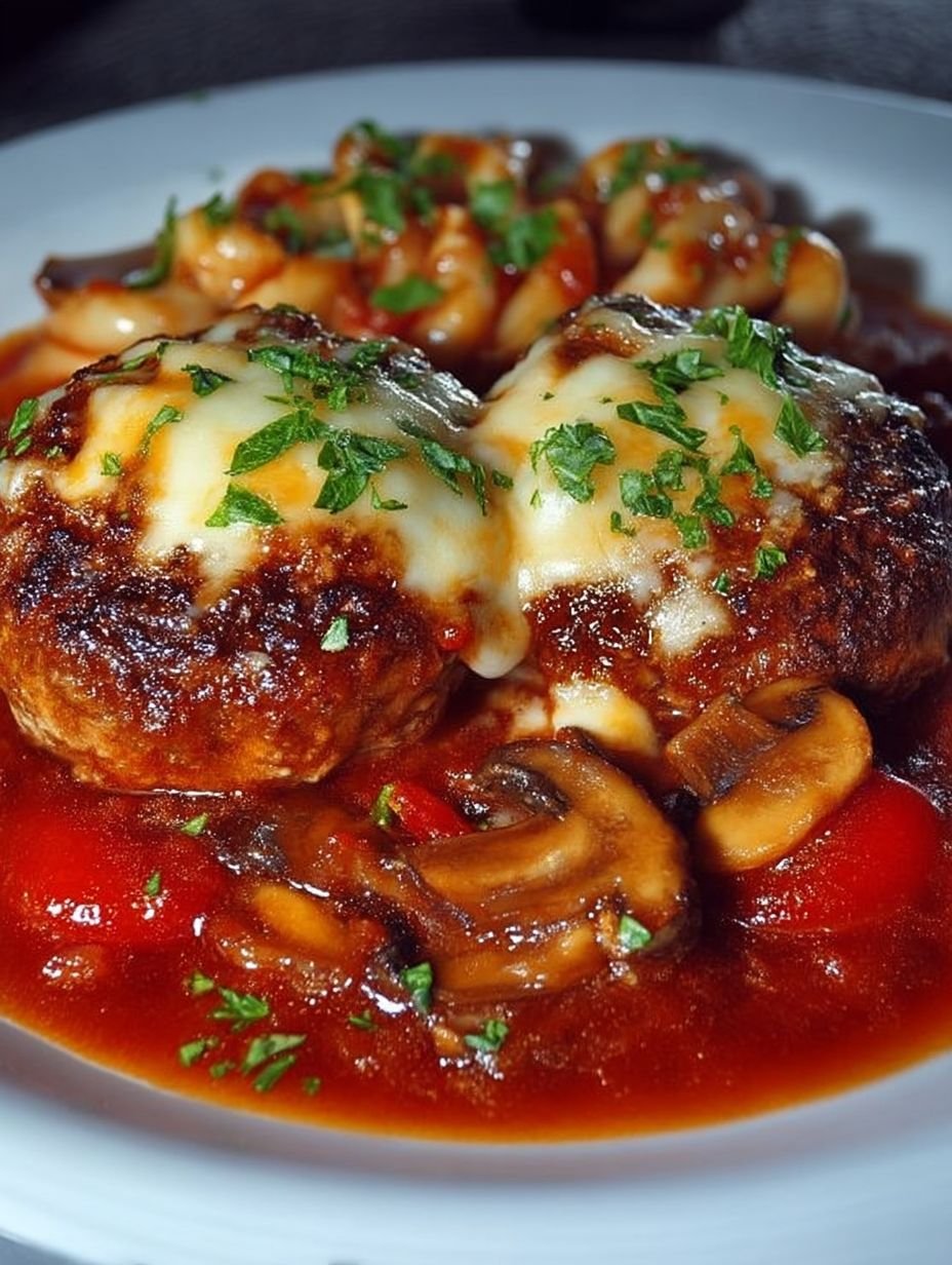 Überbackene Frikadellen in Tomaten – Champignon Soße image 2