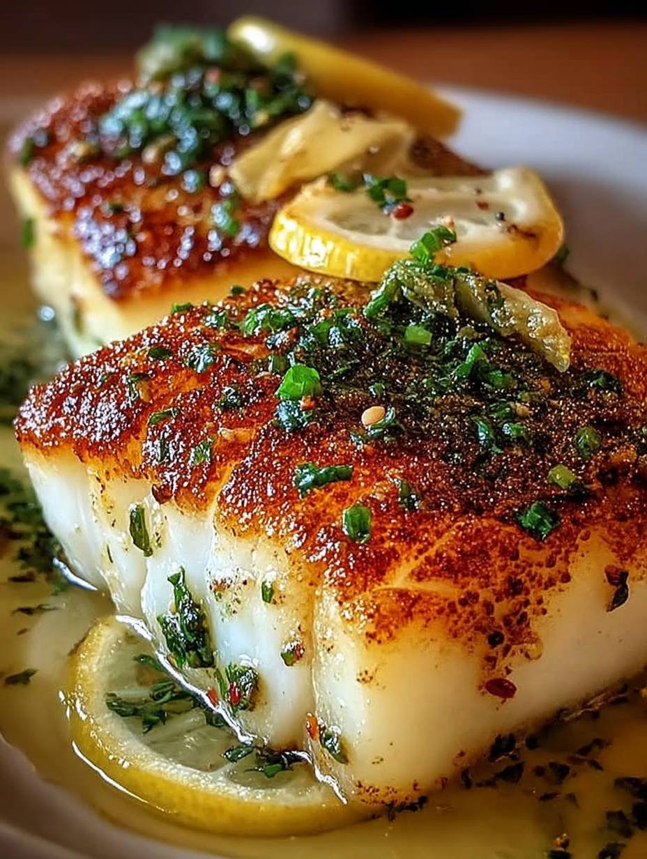 Zitronen-Knoblauch-Butter-Kabeljau mit knuspriger Haut image 2