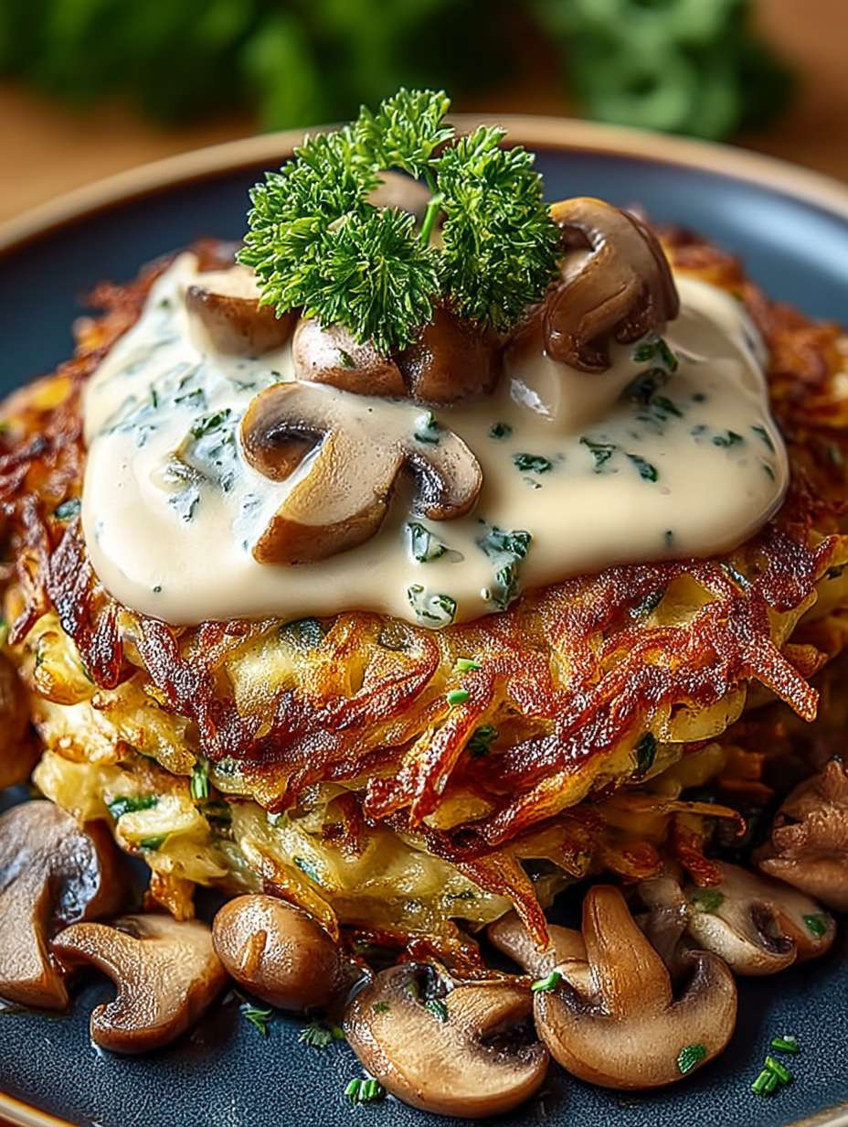 MOZZARELLA RÖSTI PILZRAHMSAUCE image 2