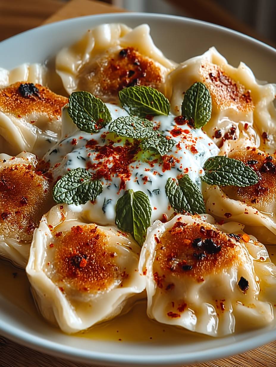 Manti mit Knoblauchjoghurt & Paprika-Minz-Butter image 2