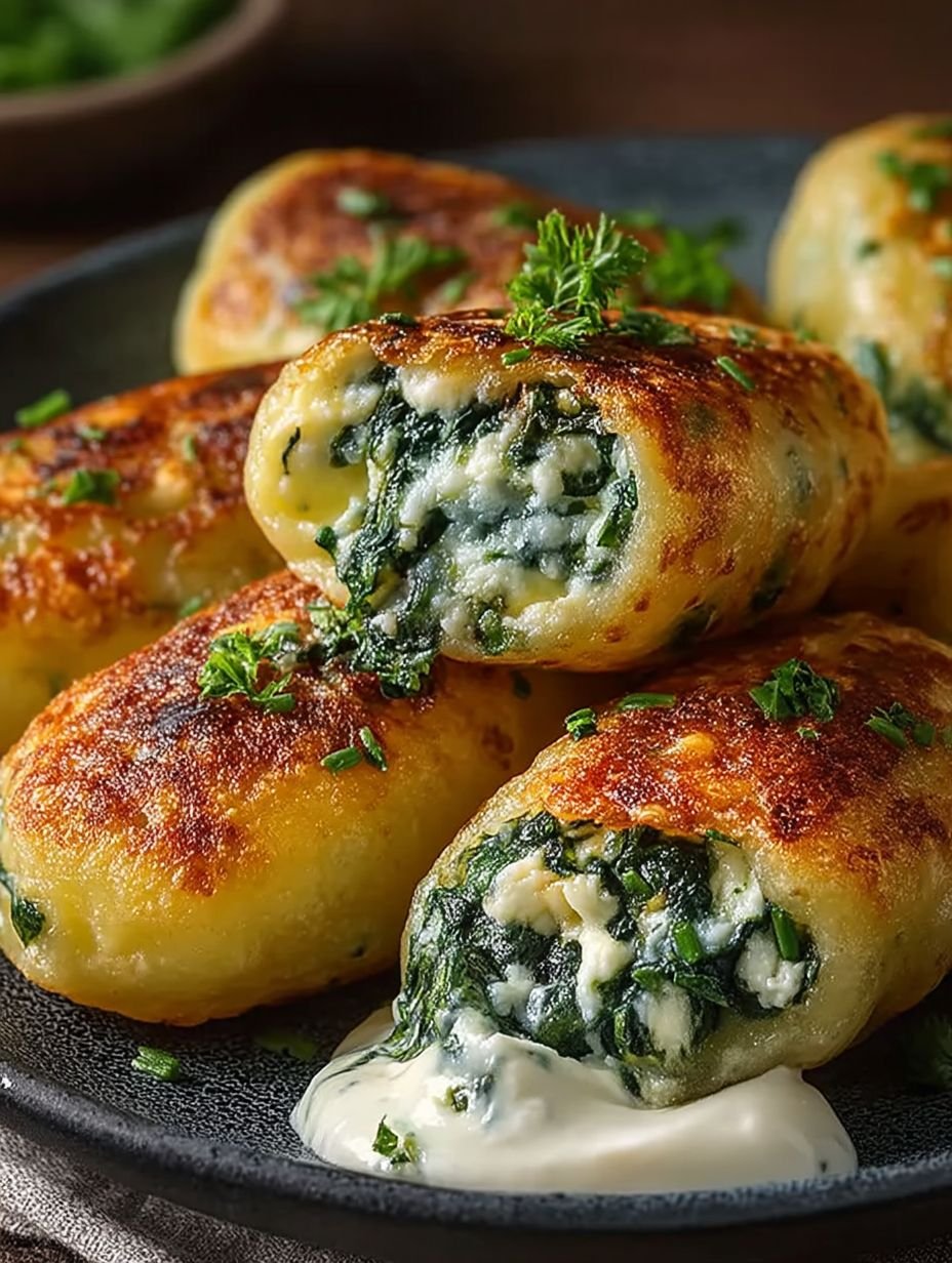 Vegane Kartoffeltaschen mit Spinat-Frischkäse-Füllung image 2