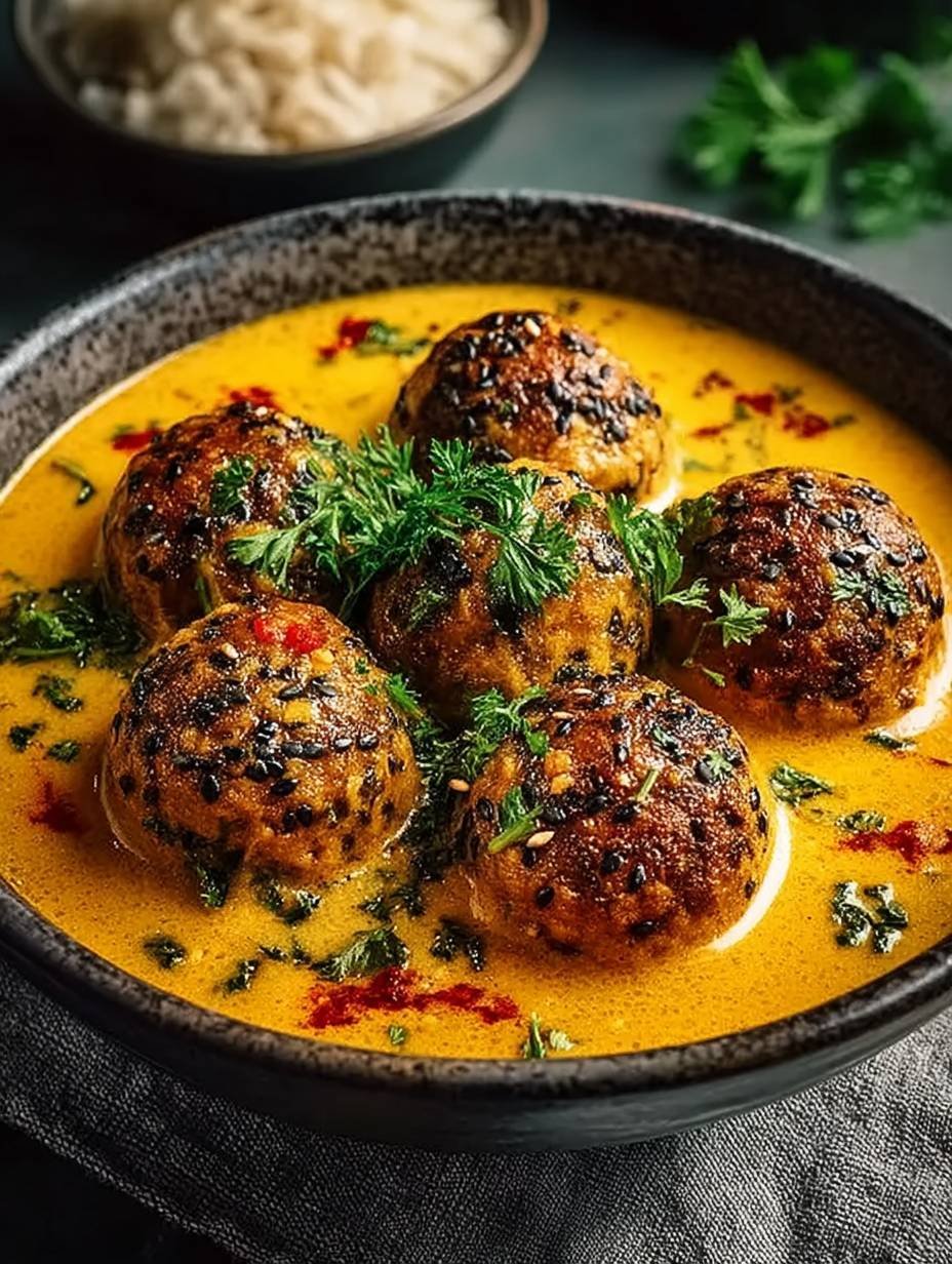 Vegane Linsenknödel in würziger Curry-Sauce image 2