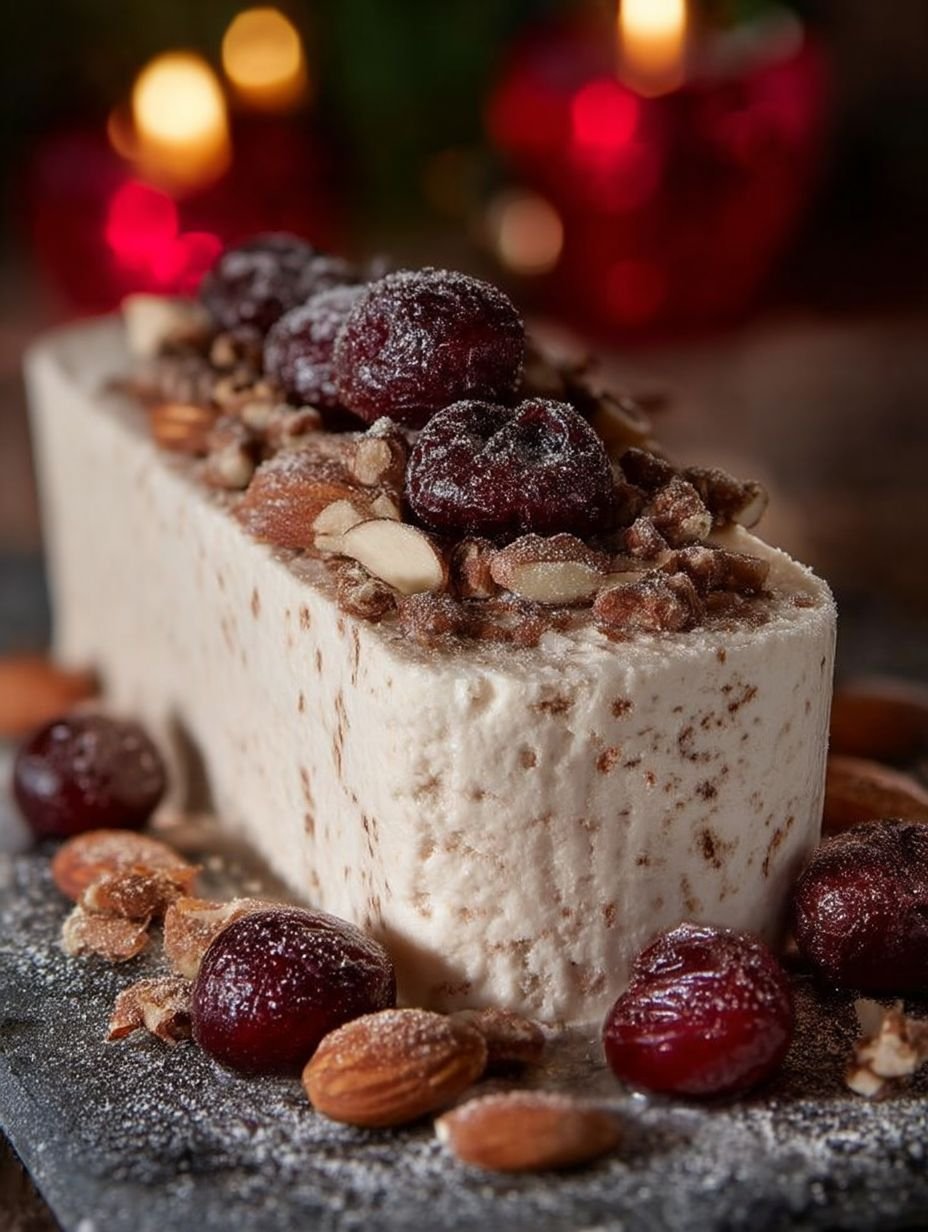 ZIMTPARFAIT MIT GEBRANNTEN MANDELN UND KIRSCHEN image 2