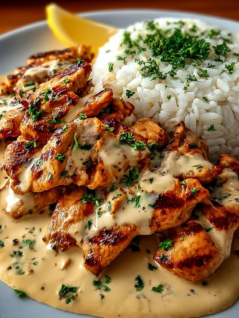 Einfaches Hähnchen-Gyros in cremiger Sauerrahmsauce image 2