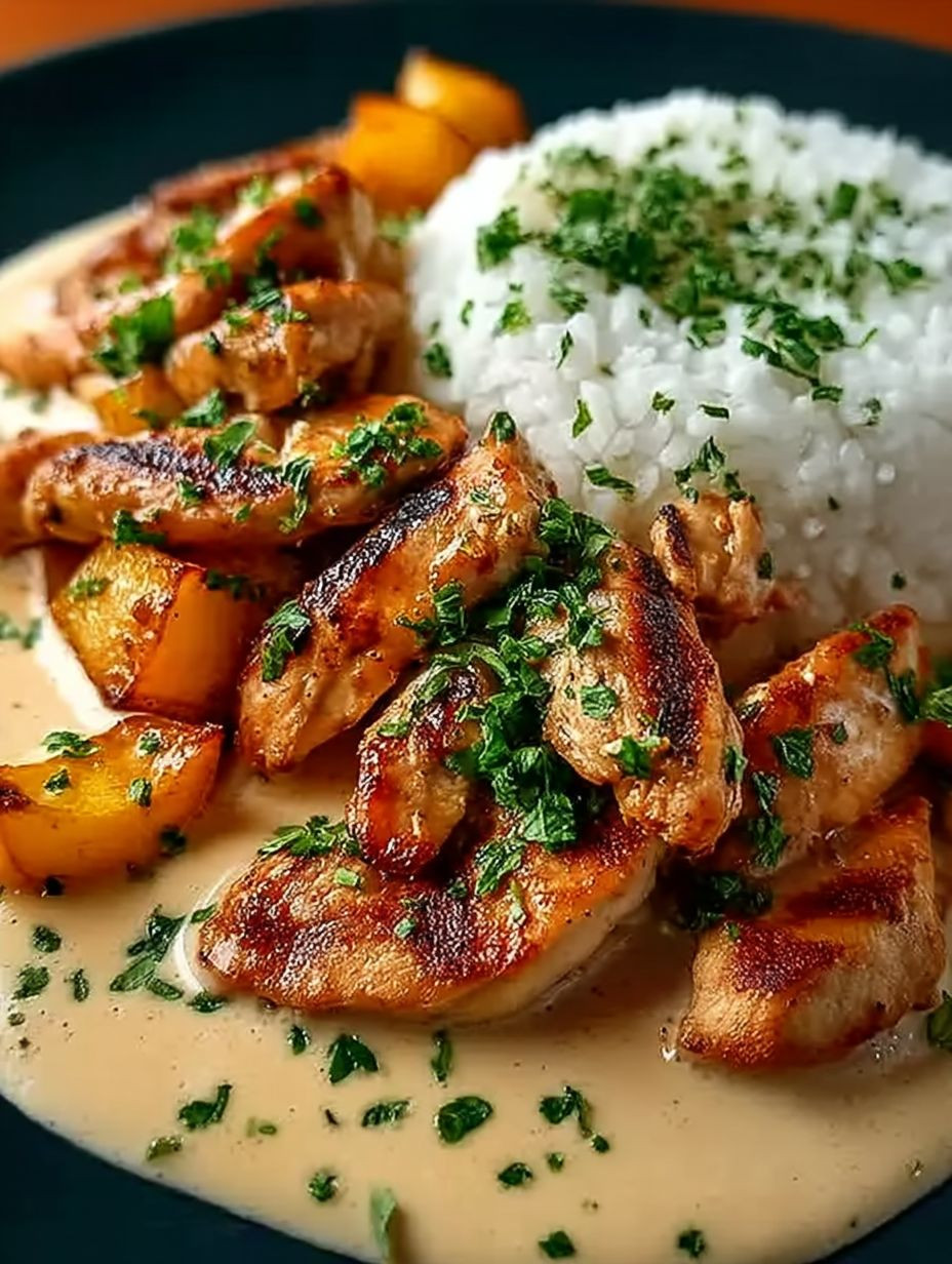 Einfaches Hähnchen Gyros in cremiger Schmand Soße image 2