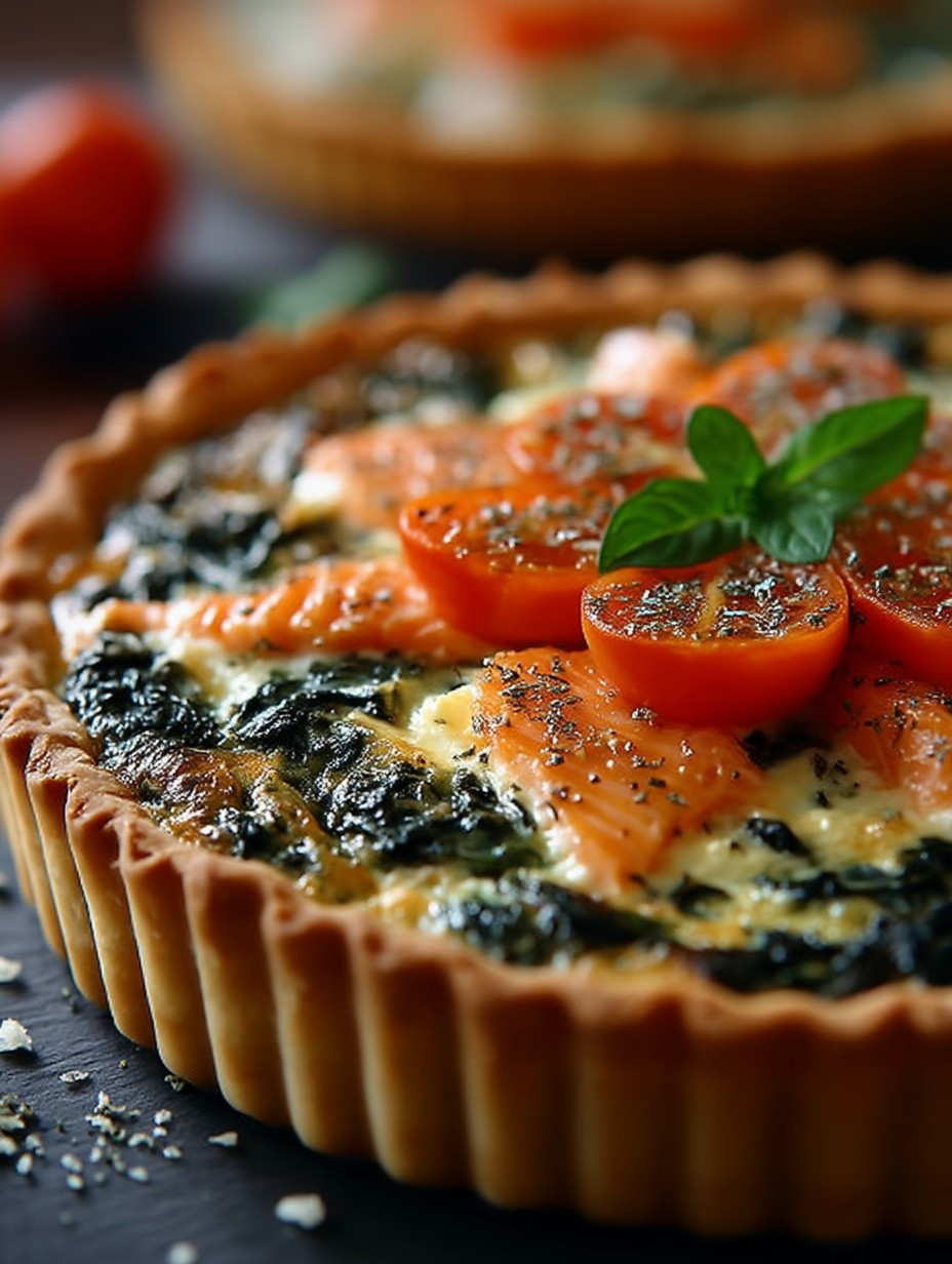 Klassische Spinat Quiche mit Lachs Feta image 2