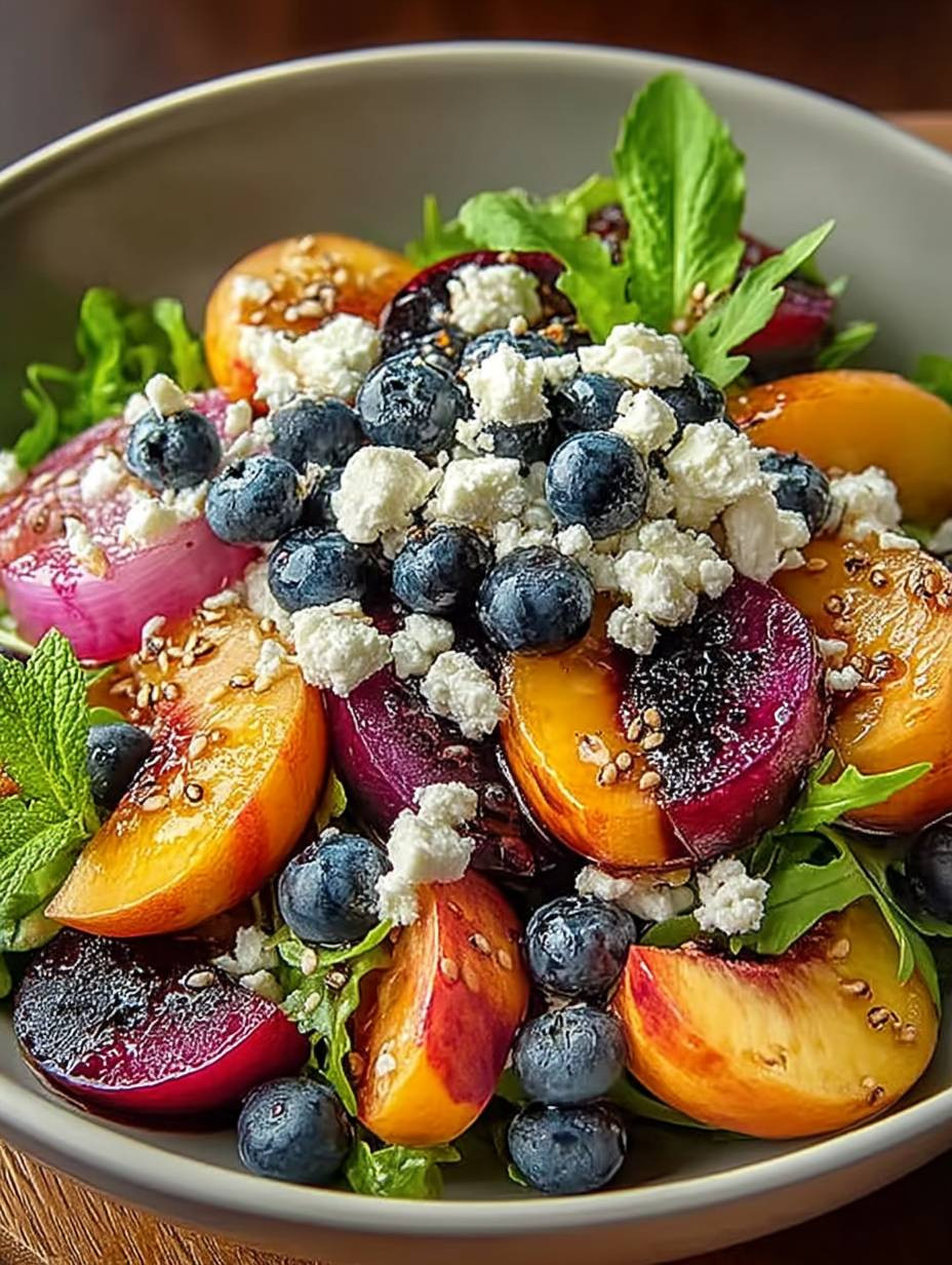 Pfirsich Blaubeer Feta Salat Rezept – Einfach, Schnell & Lecker! image 2