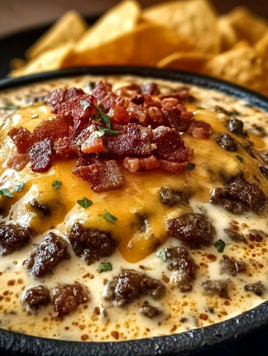 Sizzling Bacon Cheeseburger Queso Dip image 2
