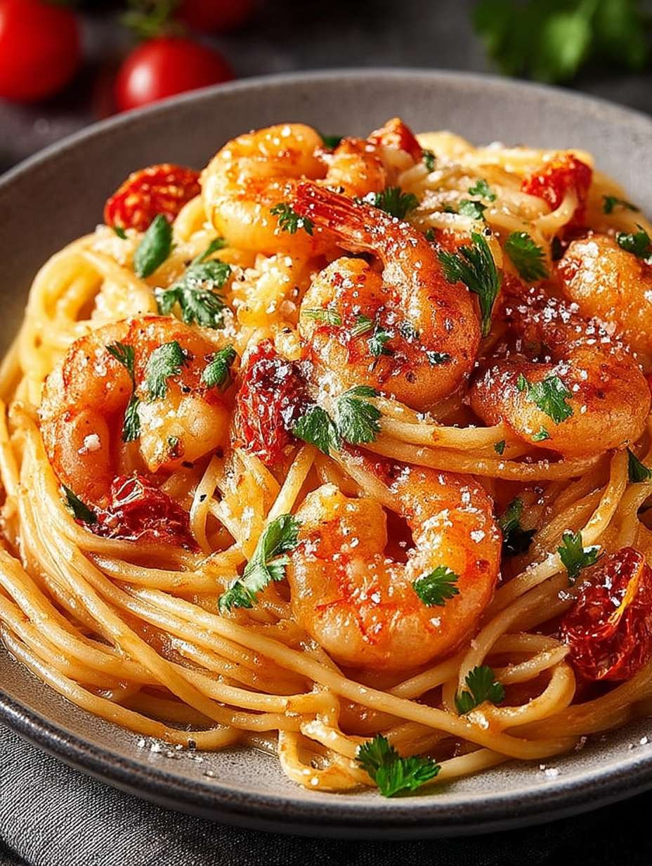 Spaghetti mit Garnelen und Tomaten-Sahnesauce image 2