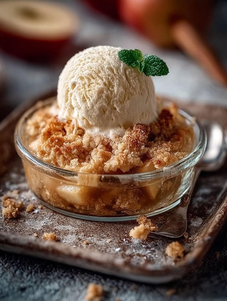 Bratapfel Apfel Crumble mit Vanilleeis image 2