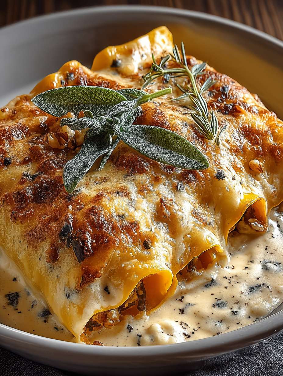 Butternut-Kürbis-Cannelloni mit Walnuss-Salbei-Béchamelsoße image 2
