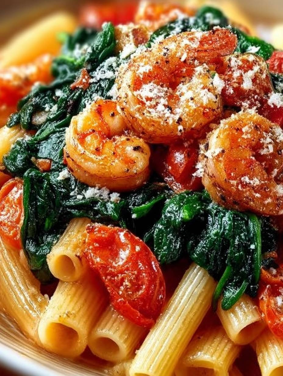 Cremige Garnelen-Pasta mit Tomaten & Spinat image 2