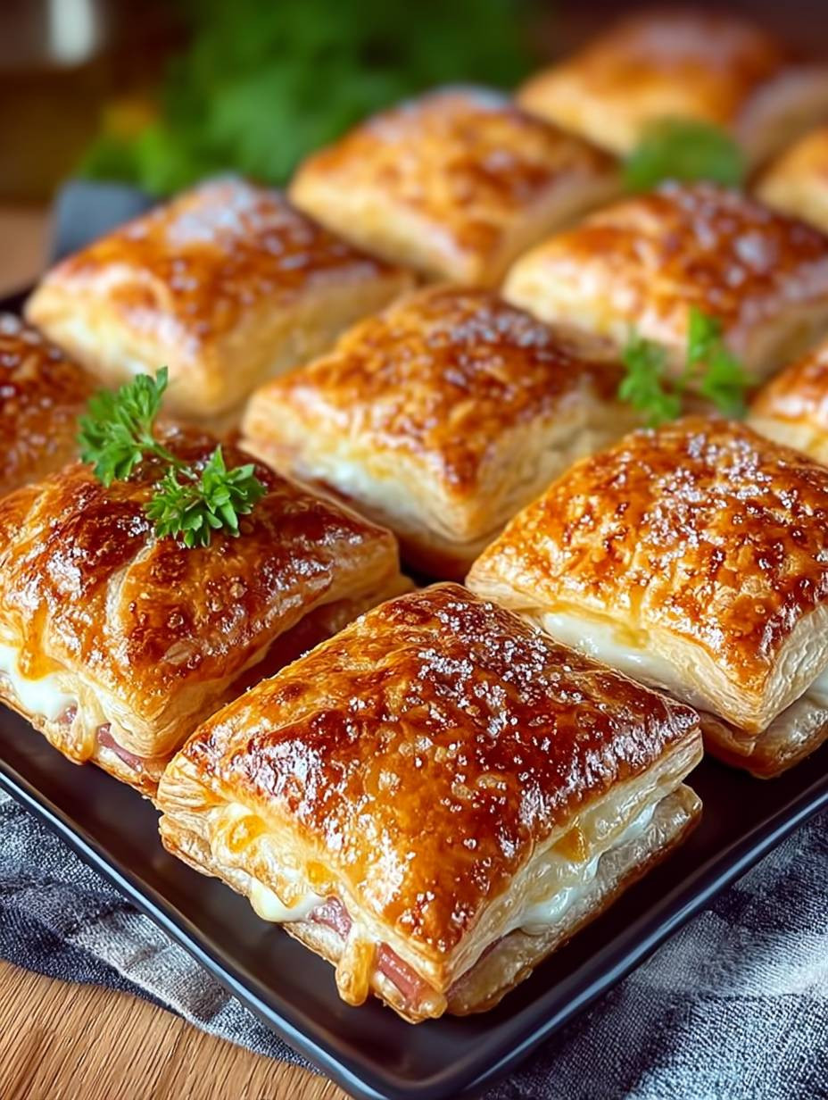 Knusprige Blätterteigtaschen mit Käse und Schinken image 2