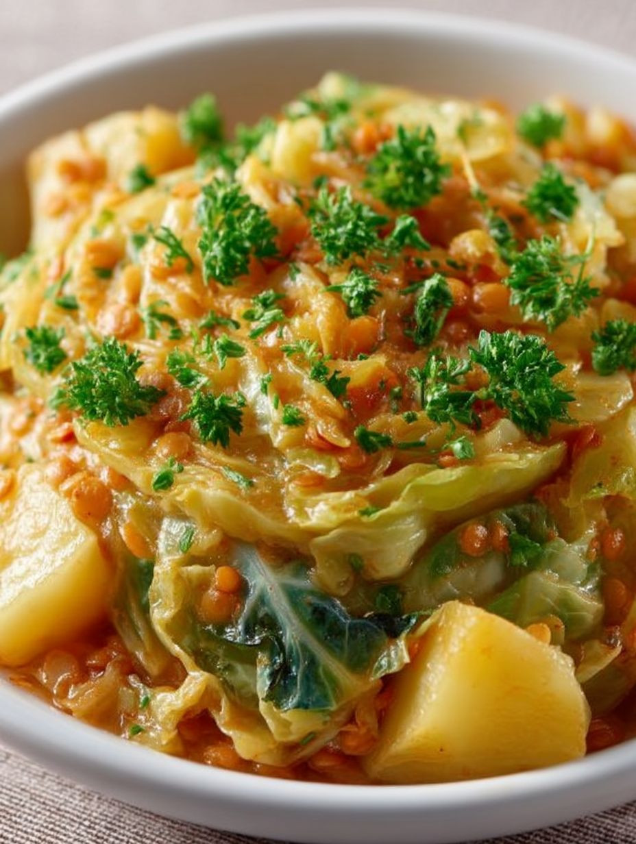 Spitzkohl mit Kartoffeln und roten Linsen image 2